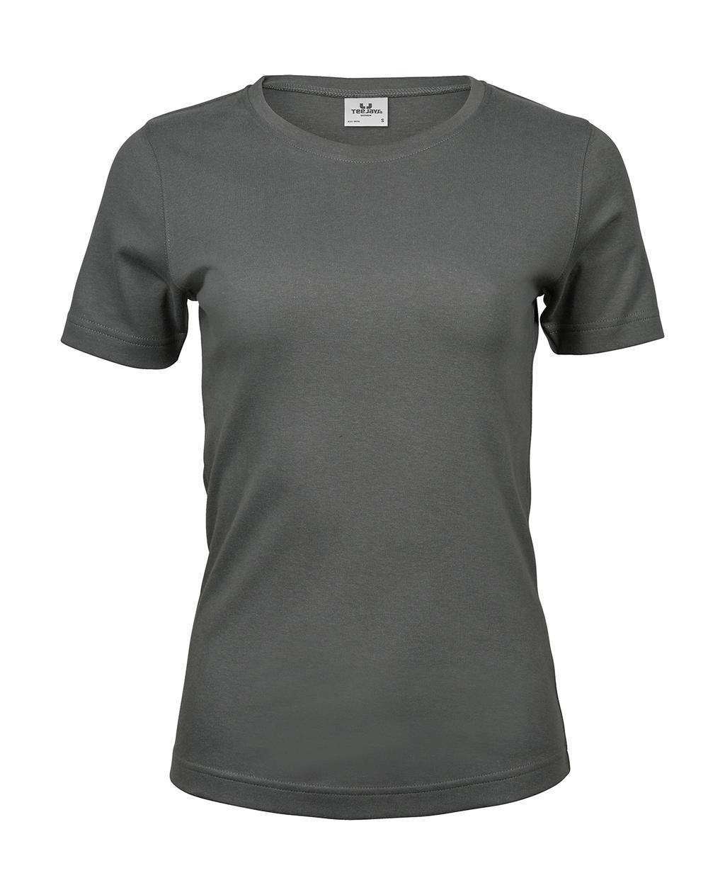 Ladies` Interlock T-Shirt zum Besticken und Bedrucken in der Farbe Powder Grey mit Ihren Logo, Schriftzug oder Motiv.