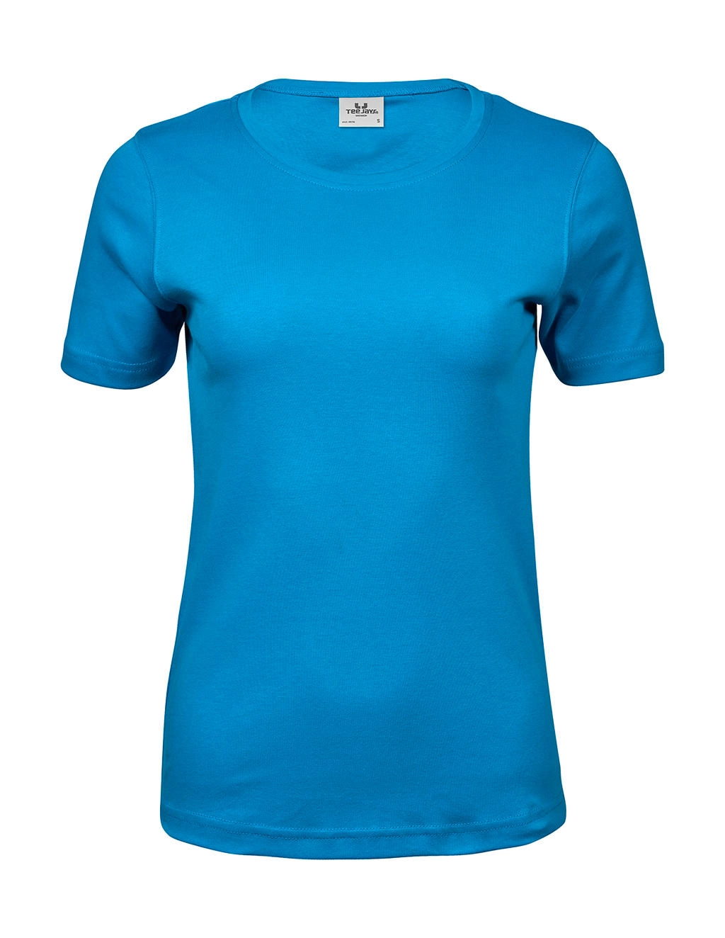 Ladies` Interlock T-Shirt zum Besticken und Bedrucken in der Farbe Azure mit Ihren Logo, Schriftzug oder Motiv.