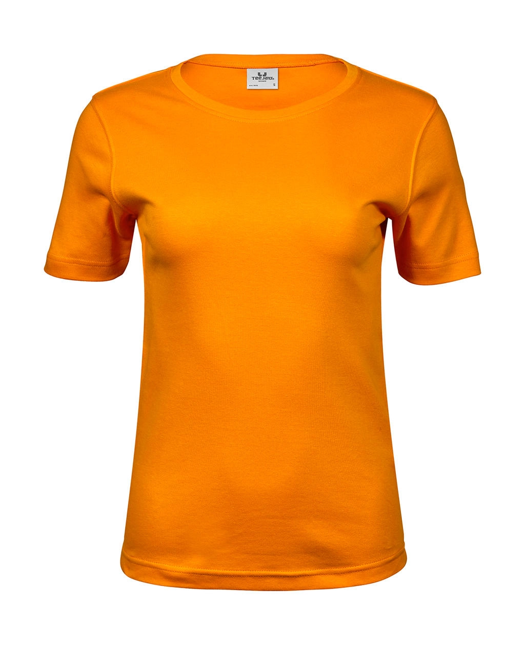 Ladies` Interlock T-Shirt zum Besticken und Bedrucken in der Farbe Mandarin mit Ihren Logo, Schriftzug oder Motiv.
