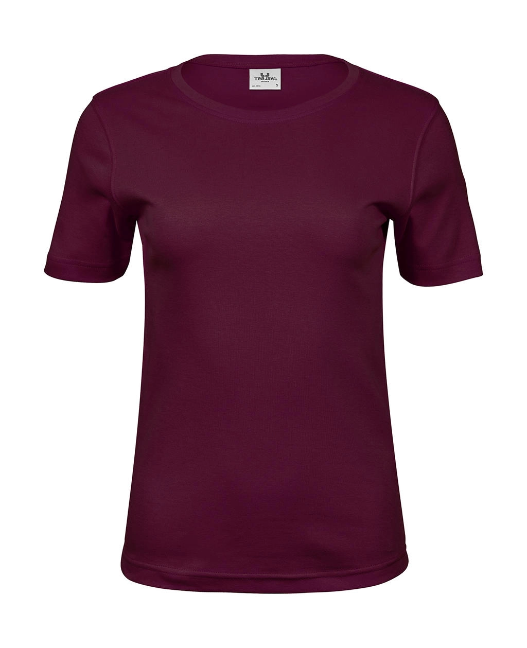 Ladies` Interlock T-Shirt zum Besticken und Bedrucken in der Farbe Wine mit Ihren Logo, Schriftzug oder Motiv.