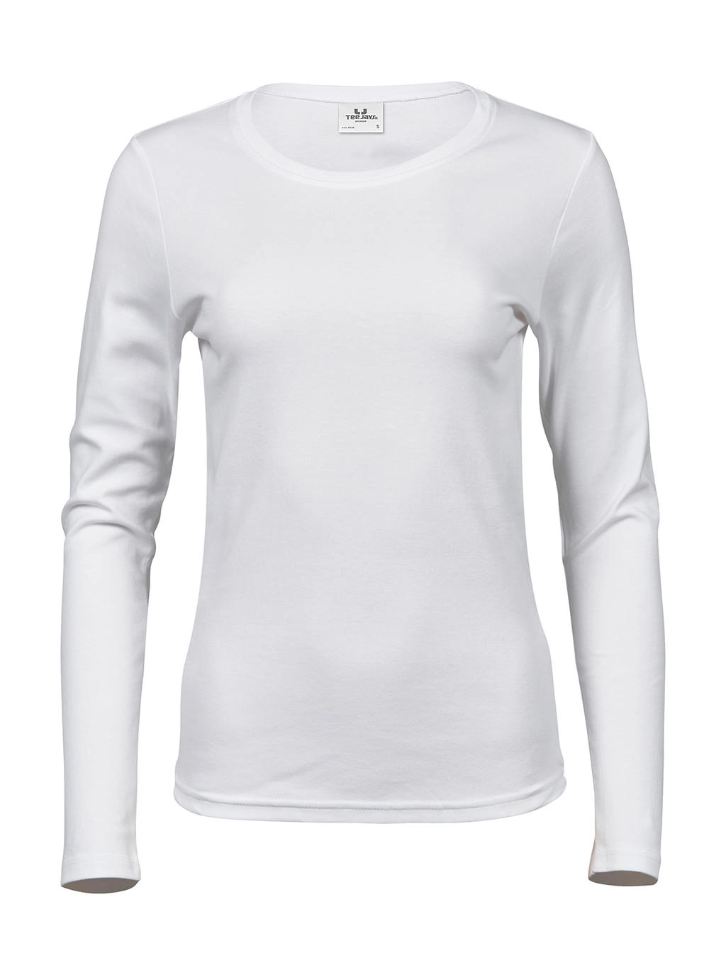 Ladies` LS Interlock T-Shirt zum Besticken und Bedrucken in der Farbe White mit Ihren Logo, Schriftzug oder Motiv.