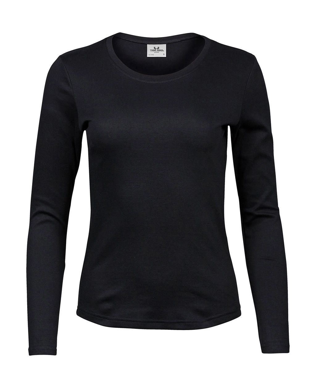 Ladies` LS Interlock T-Shirt zum Besticken und Bedrucken in der Farbe Black mit Ihren Logo, Schriftzug oder Motiv.