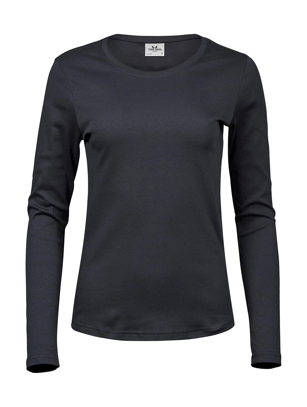 Ladies` LS Interlock T-Shirt zum Besticken und Bedrucken in der Farbe Dark Grey mit Ihren Logo, Schriftzug oder Motiv.