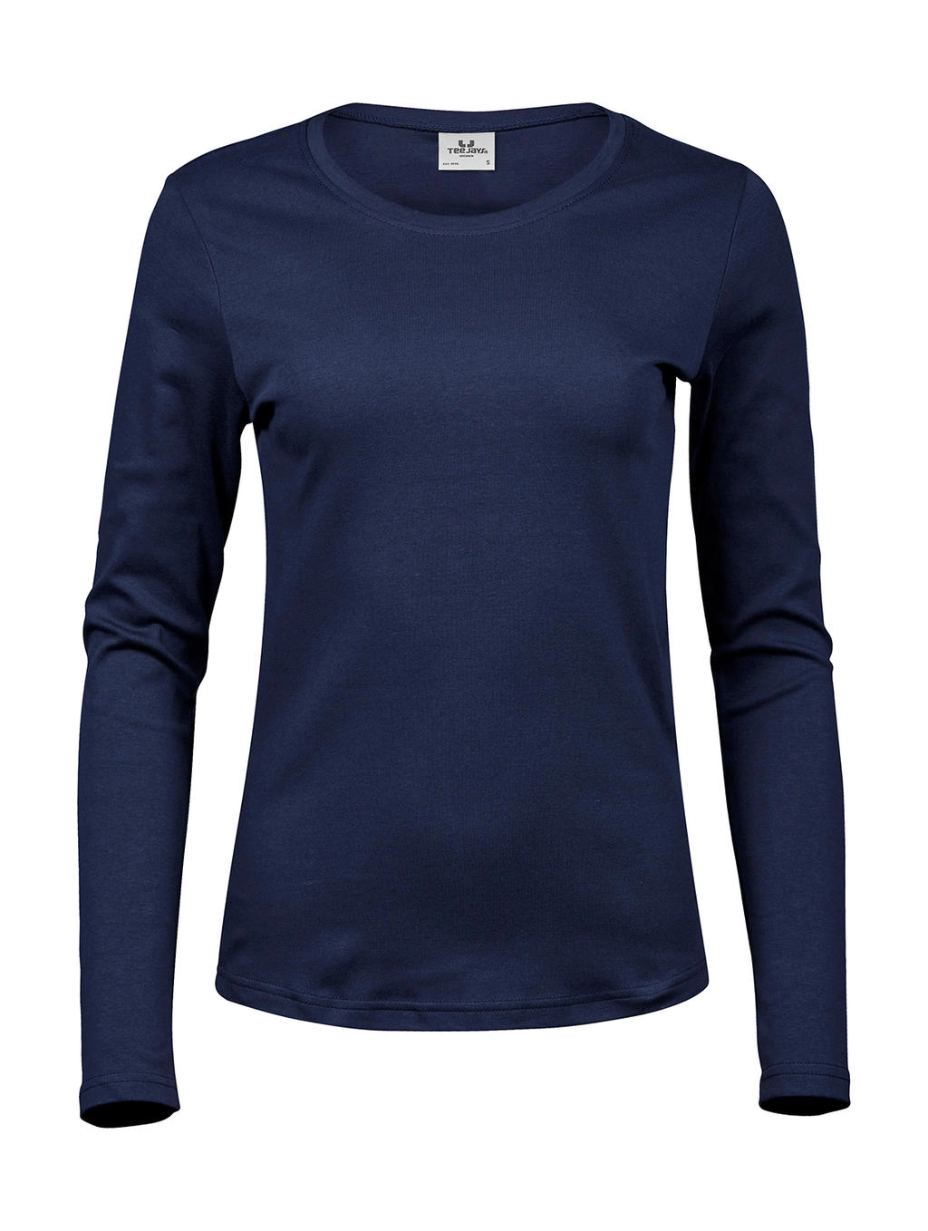 Ladies` LS Interlock T-Shirt zum Besticken und Bedrucken in der Farbe Navy mit Ihren Logo, Schriftzug oder Motiv.