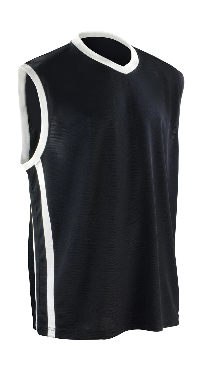 Men`s Quick Dry Basketball Top zum Besticken und Bedrucken in der Farbe Black/White mit Ihren Logo, Schriftzug oder Motiv.