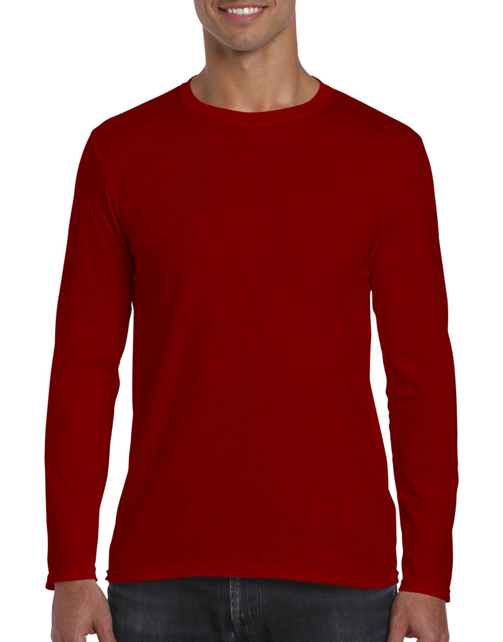 Softstyle® Long Sleeve Tee zum Besticken und Bedrucken in der Farbe Red mit Ihren Logo, Schriftzug oder Motiv.