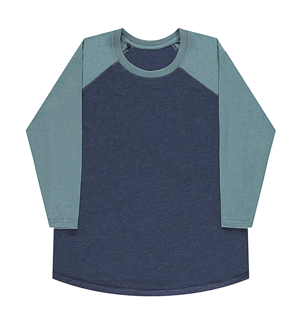 Jesse Unisex Baseball T-Shirt zum Besticken und Bedrucken in der Farbe Denim Blue/Double Dyed Seafoam mit Ihren Logo, Schriftzug oder Motiv.