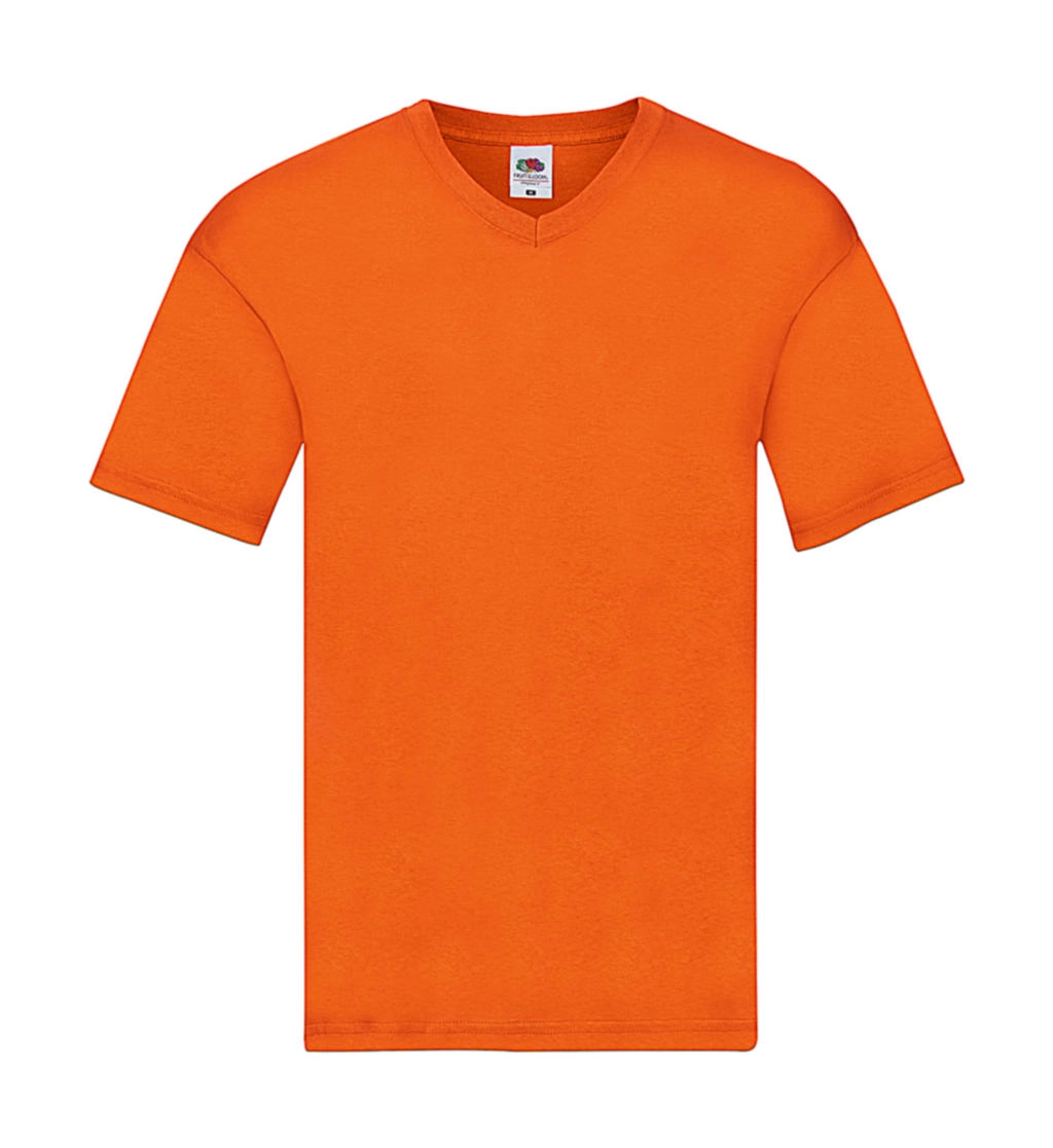 Original V-Neck T zum Besticken und Bedrucken in der Farbe Orange mit Ihren Logo, Schriftzug oder Motiv.