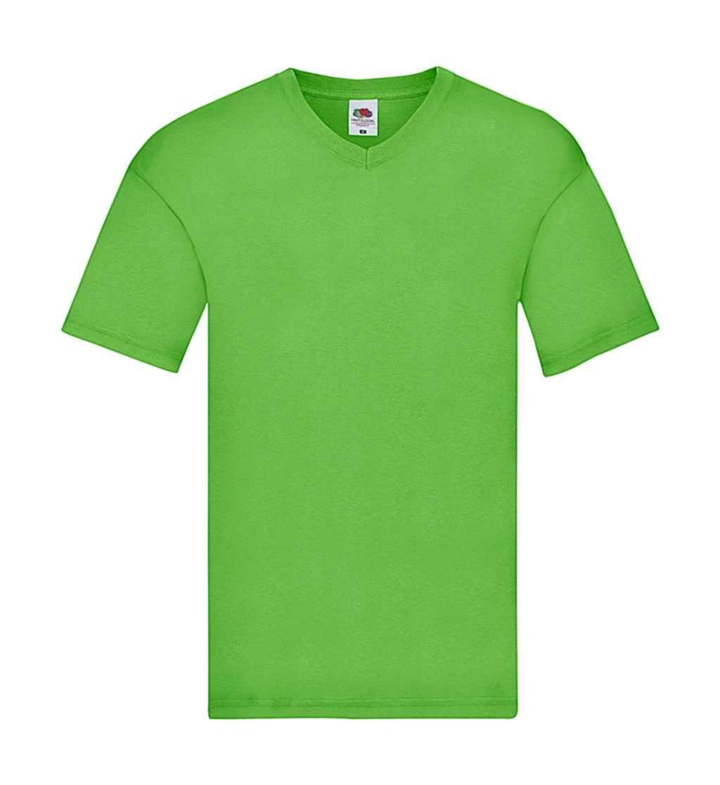 Original V-Neck T zum Besticken und Bedrucken in der Farbe Lime Green mit Ihren Logo, Schriftzug oder Motiv.