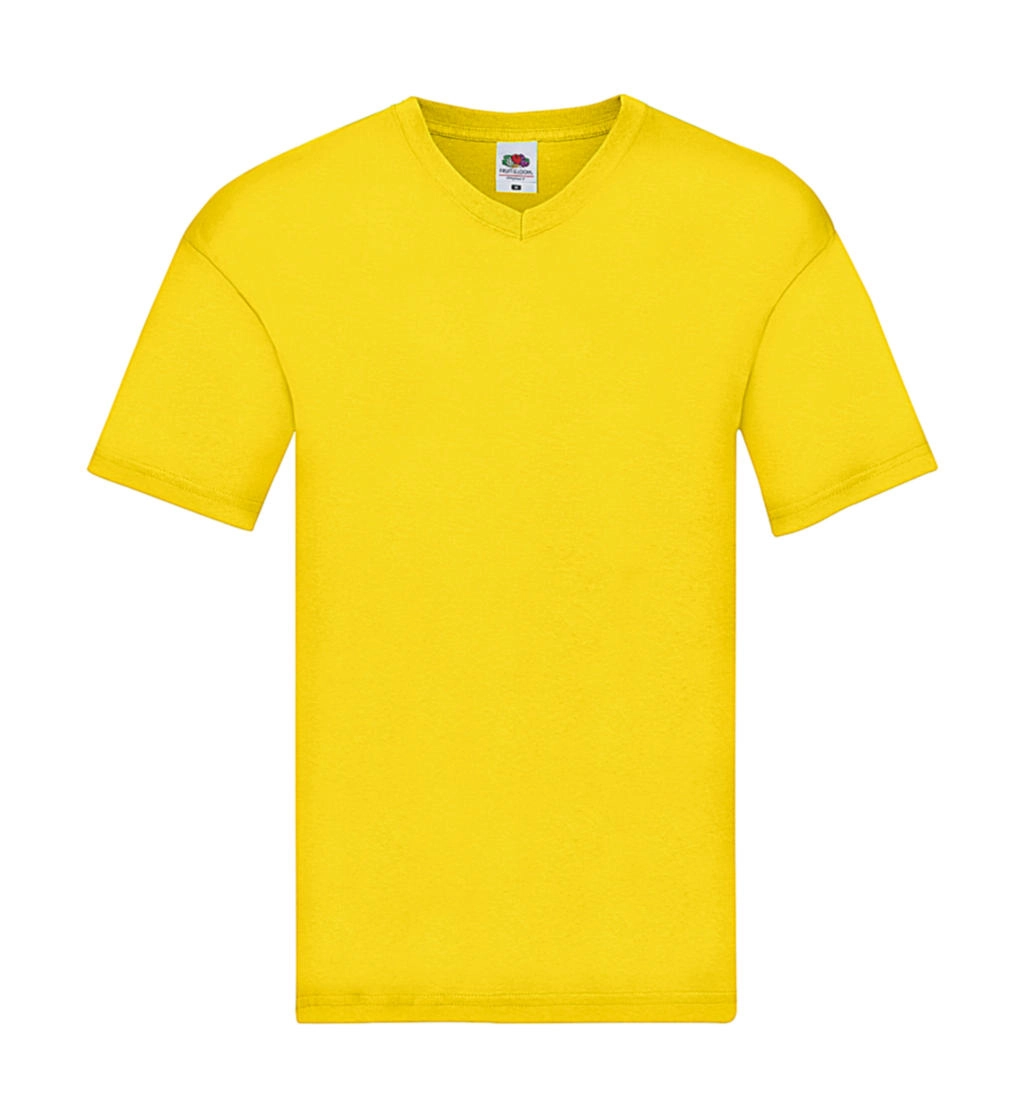 Original V-Neck T zum Besticken und Bedrucken in der Farbe Yellow mit Ihren Logo, Schriftzug oder Motiv.