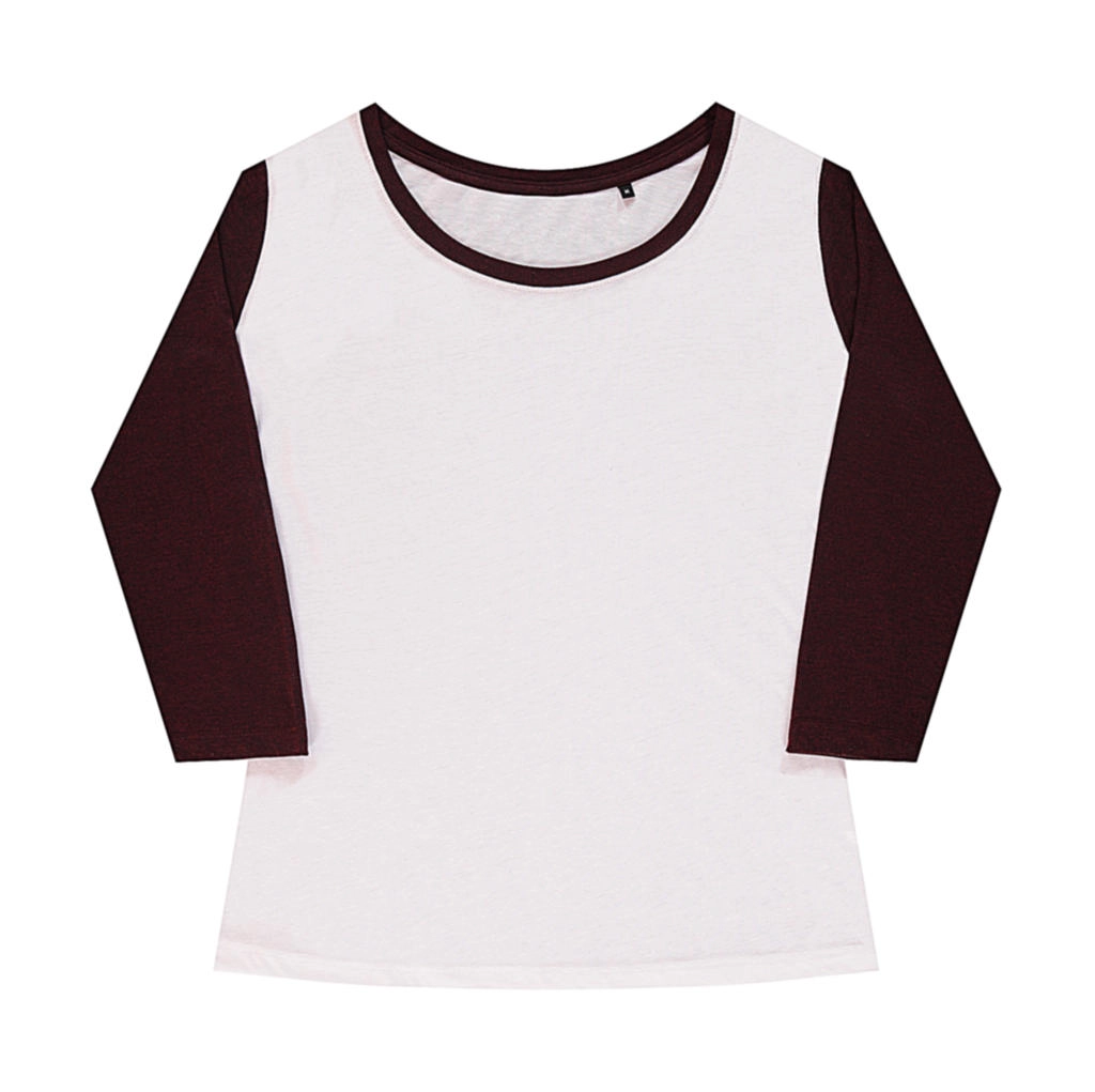Jessica Women`s Baseball T-Shirt zum Besticken und Bedrucken in der Farbe White/Double Dyed Flame mit Ihren Logo, Schriftzug oder Motiv.