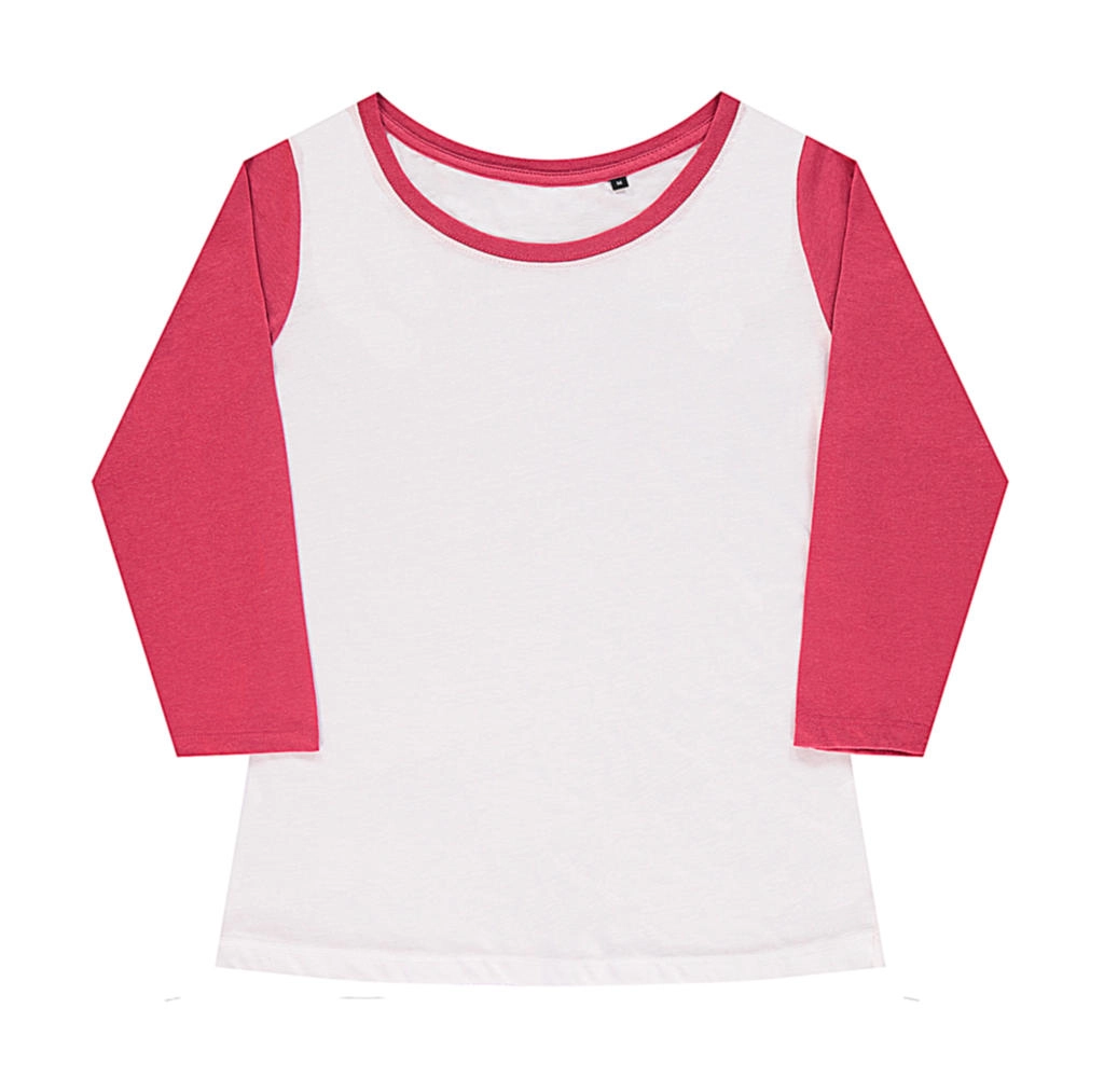 Jessica Women`s Baseball T-Shirt zum Besticken und Bedrucken in der Farbe White/Vintage Rose mit Ihren Logo, Schriftzug oder Motiv.