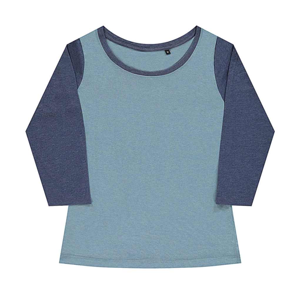 Jessica Women`s Baseball T-Shirt zum Besticken und Bedrucken in der Farbe Double Dyed Seafoam/Denim Blue mit Ihren Logo, Schriftzug oder Motiv.