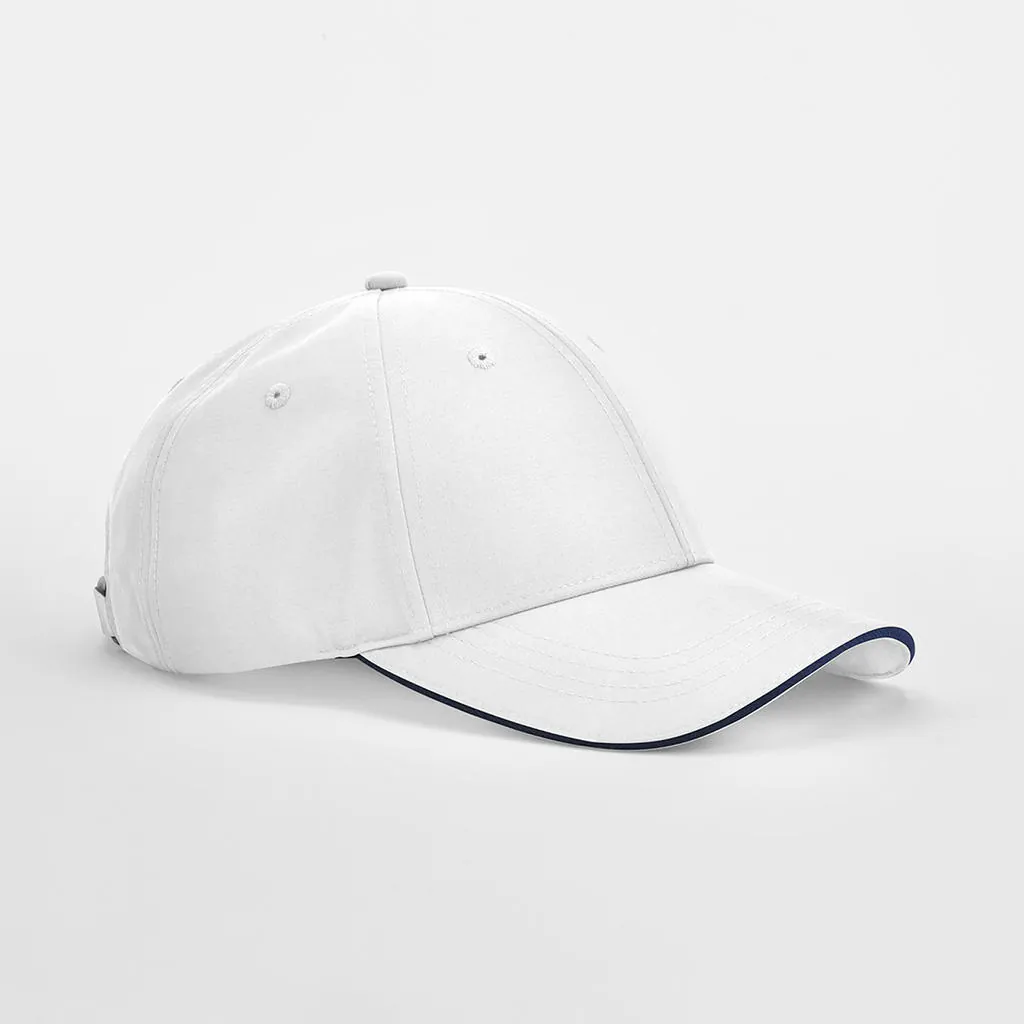 Team Sports-Tech Cap zum Besticken und Bedrucken in der Farbe White/French Navy mit Ihren Logo, Schriftzug oder Motiv.