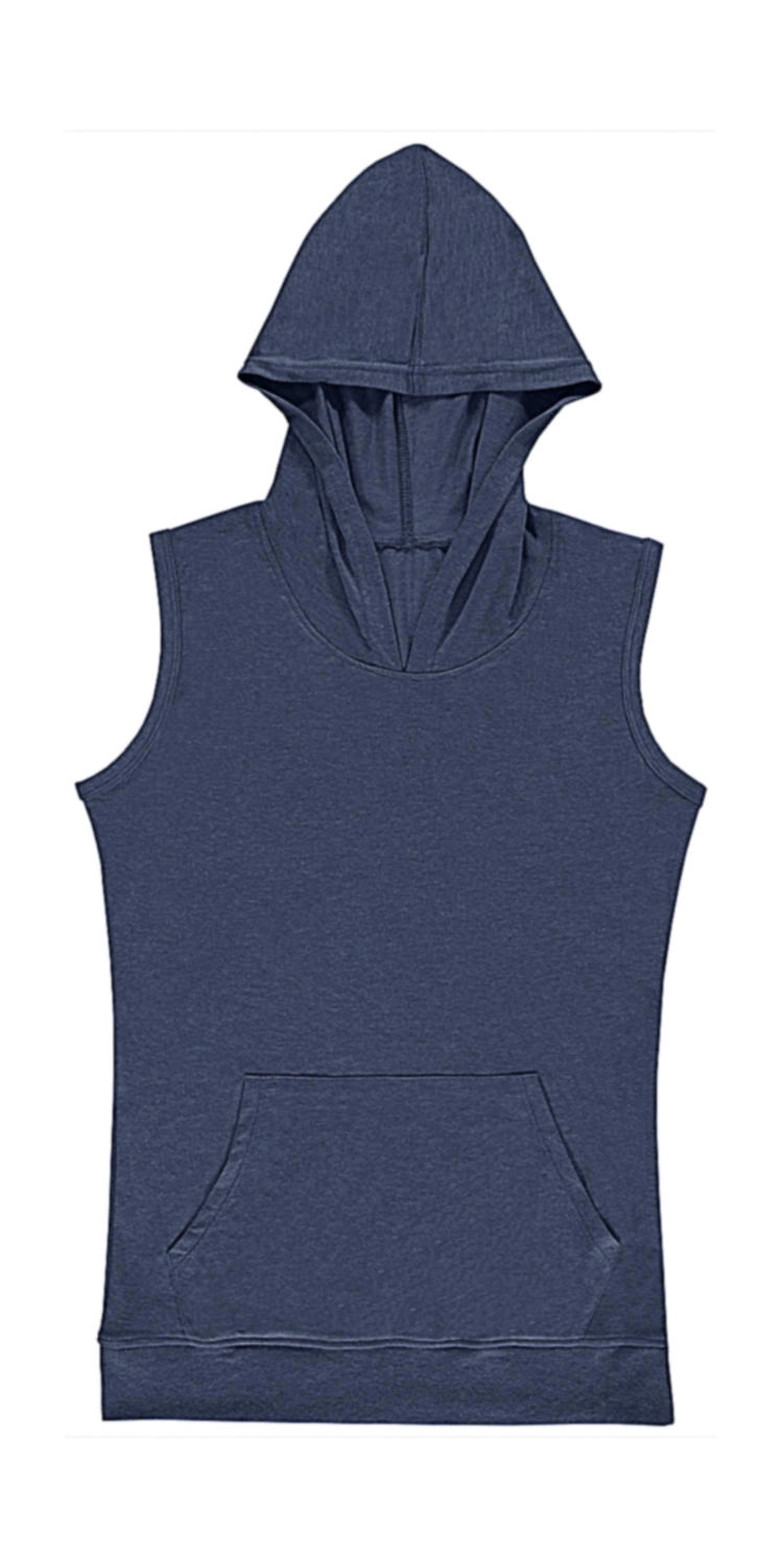 Cecilia Women`s Sleeveless Hooded T-Shirt zum Besticken und Bedrucken in der Farbe Denim Blue mit Ihren Logo, Schriftzug oder Motiv.