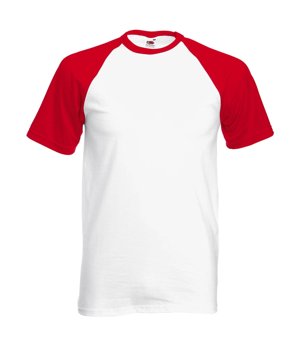 Valueweight Baseball T zum Besticken und Bedrucken in der Farbe White/Red mit Ihren Logo, Schriftzug oder Motiv.