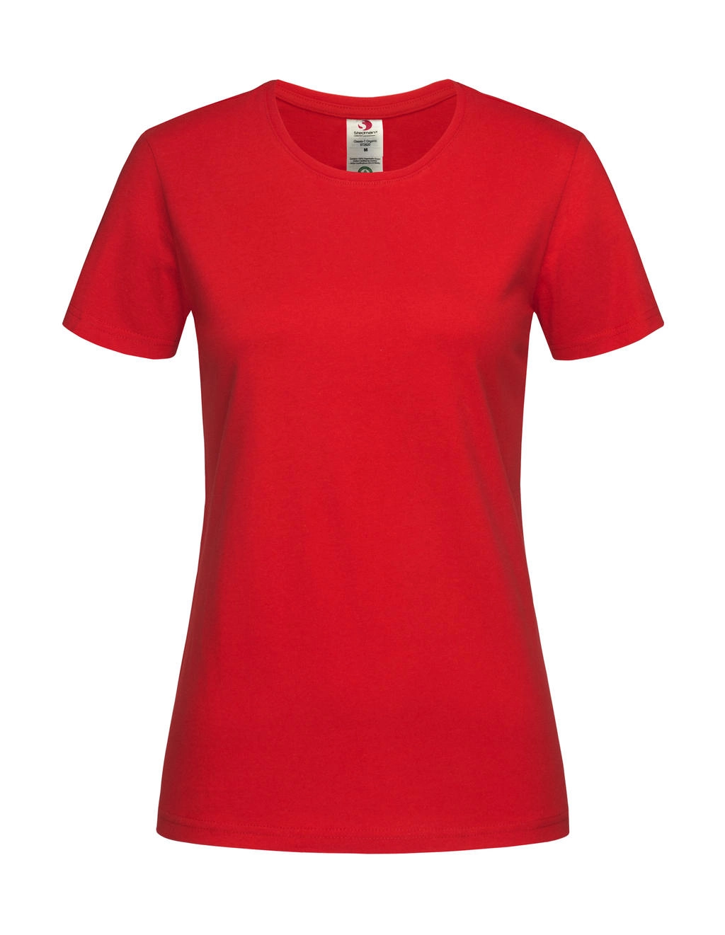 Classic-T Organic Fitted Women zum Besticken und Bedrucken in der Farbe Scarlet Red mit Ihren Logo, Schriftzug oder Motiv.