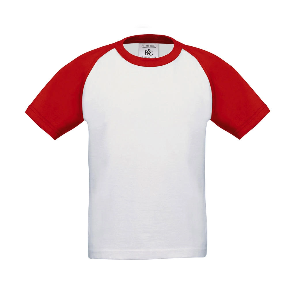 Base-Ball/kids T-Shirt  zum Besticken und Bedrucken in der Farbe White/Red mit Ihren Logo, Schriftzug oder Motiv.