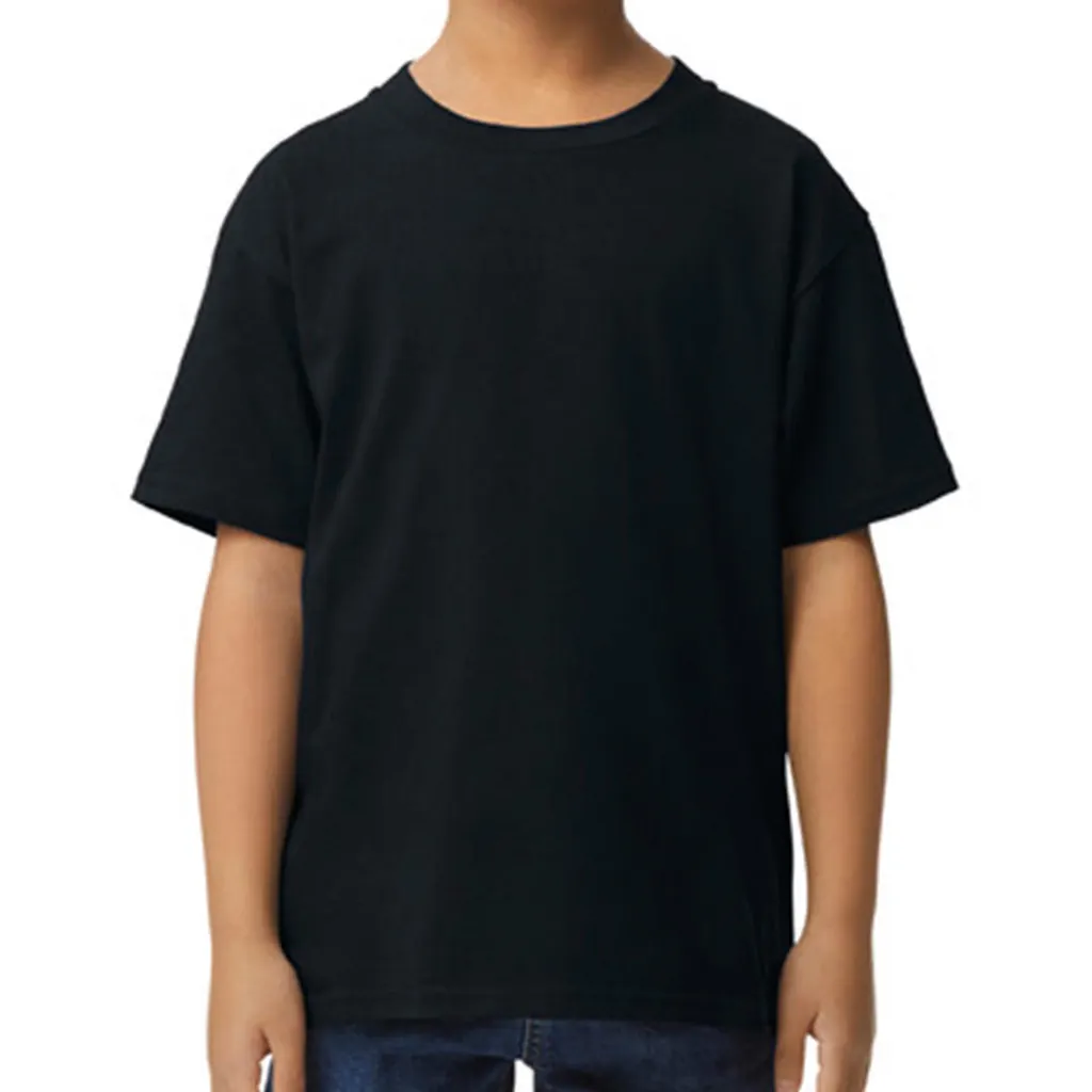 Softstyle Midweight Youth T-Shirt zum Besticken und Bedrucken in der Farbe Pitch Black mit Ihren Logo, Schriftzug oder Motiv.