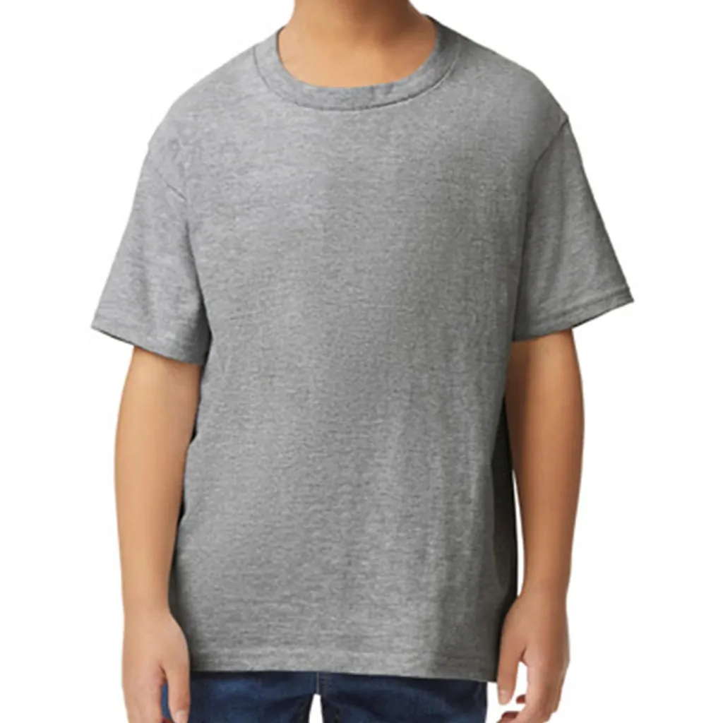 Softstyle Midweight Youth T-Shirt zum Besticken und Bedrucken in der Farbe Sport Grey mit Ihren Logo, Schriftzug oder Motiv.