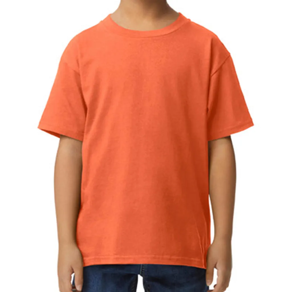 Softstyle Midweight Youth T-Shirt zum Besticken und Bedrucken in der Farbe Orange mit Ihren Logo, Schriftzug oder Motiv.