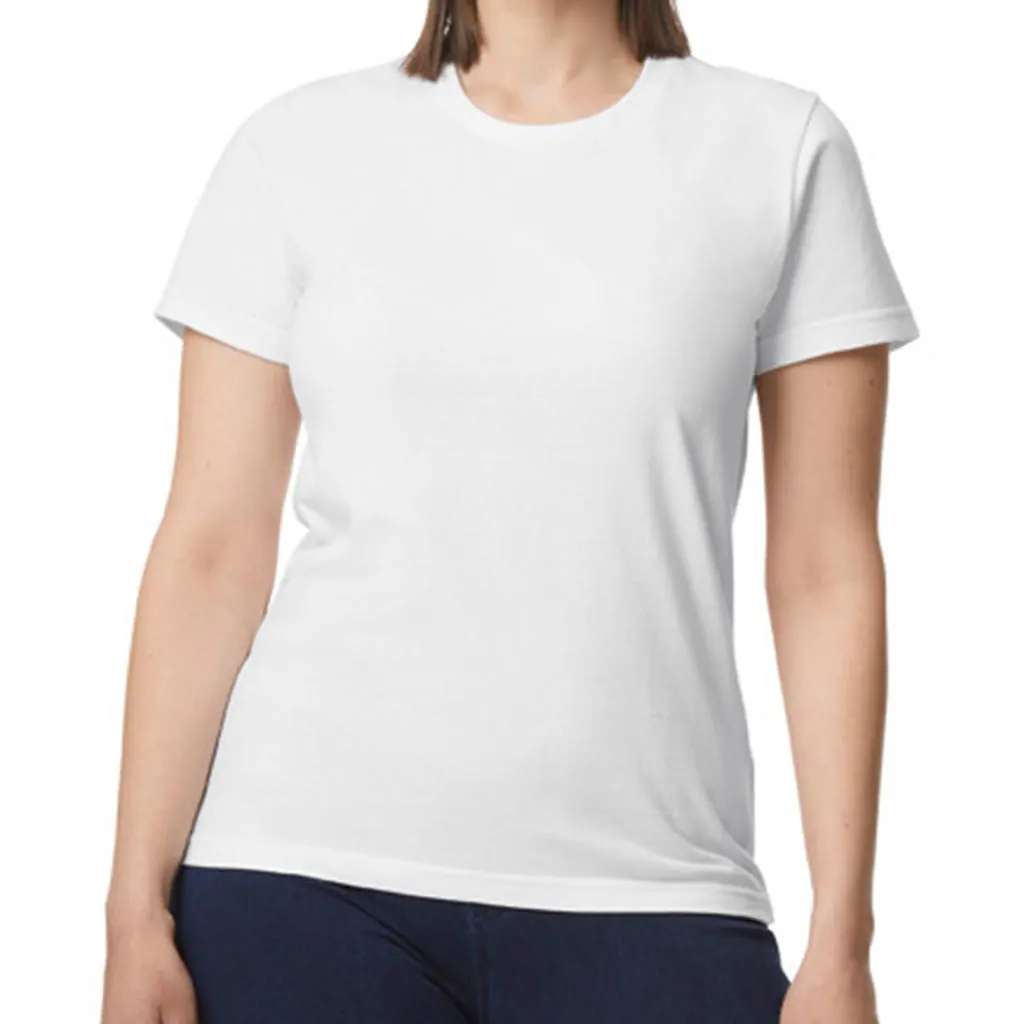 Softstyle Midweight Women`s T-Shirt zum Besticken und Bedrucken in der Farbe White mit Ihren Logo, Schriftzug oder Motiv.