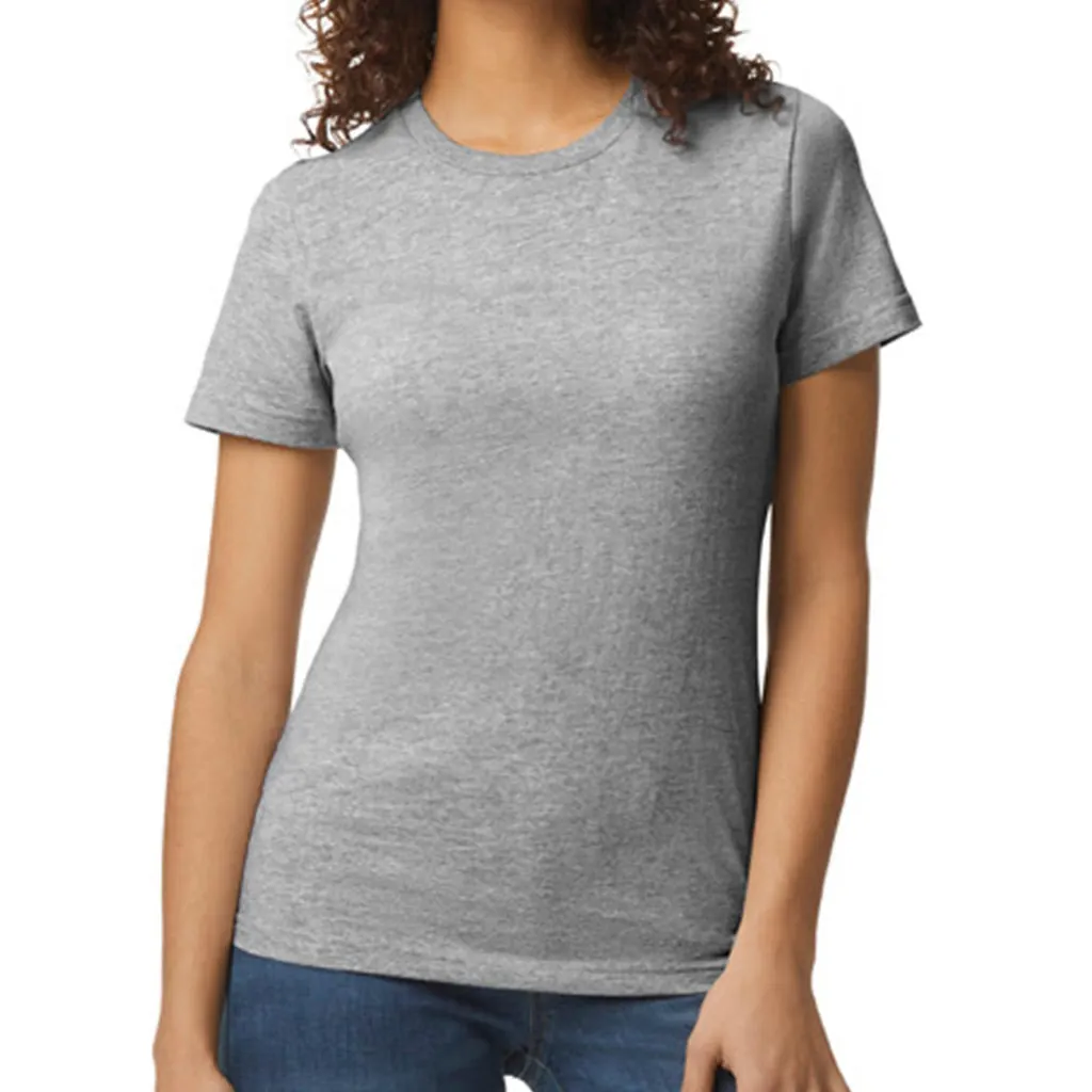 Softstyle Midweight Women`s T-Shirt zum Besticken und Bedrucken in der Farbe Sport Grey mit Ihren Logo, Schriftzug oder Motiv.
