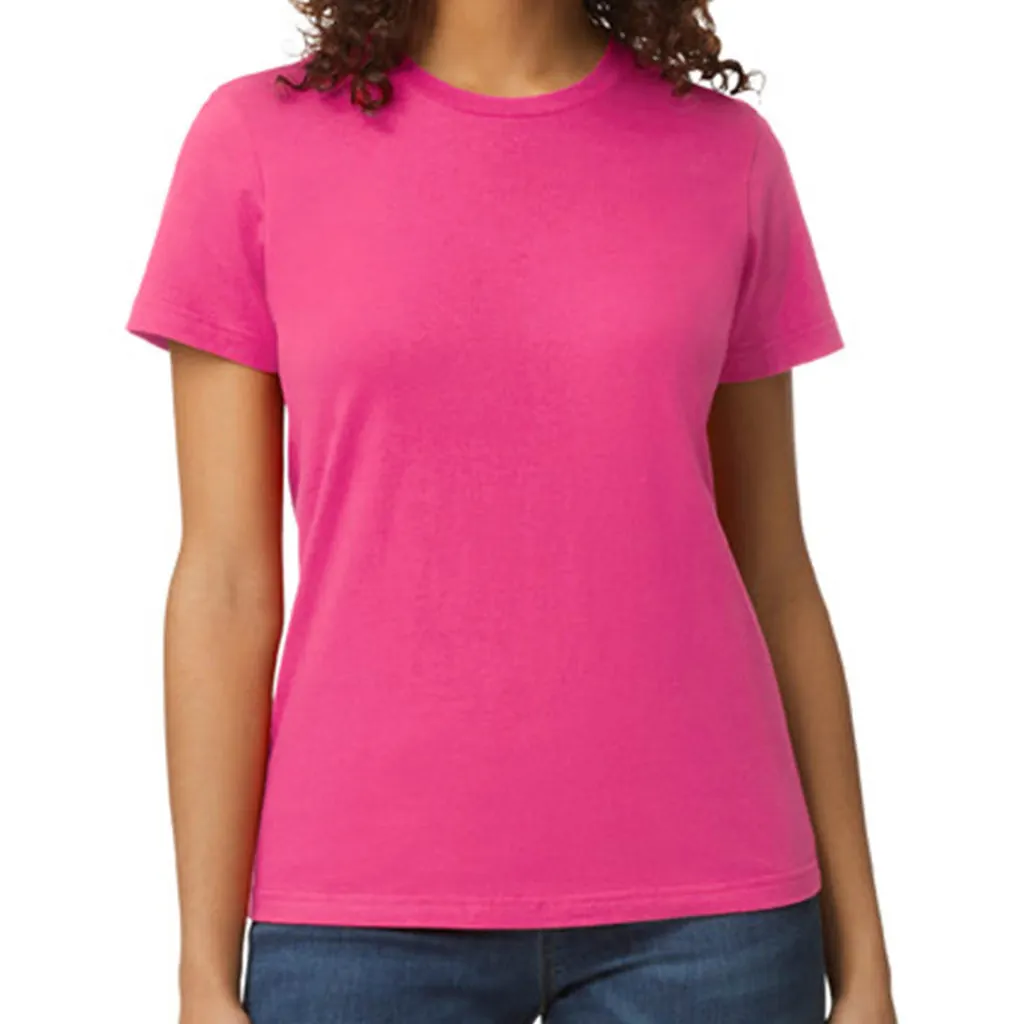 Softstyle Midweight Women`s T-Shirt zum Besticken und Bedrucken in der Farbe Heliconia mit Ihren Logo, Schriftzug oder Motiv.
