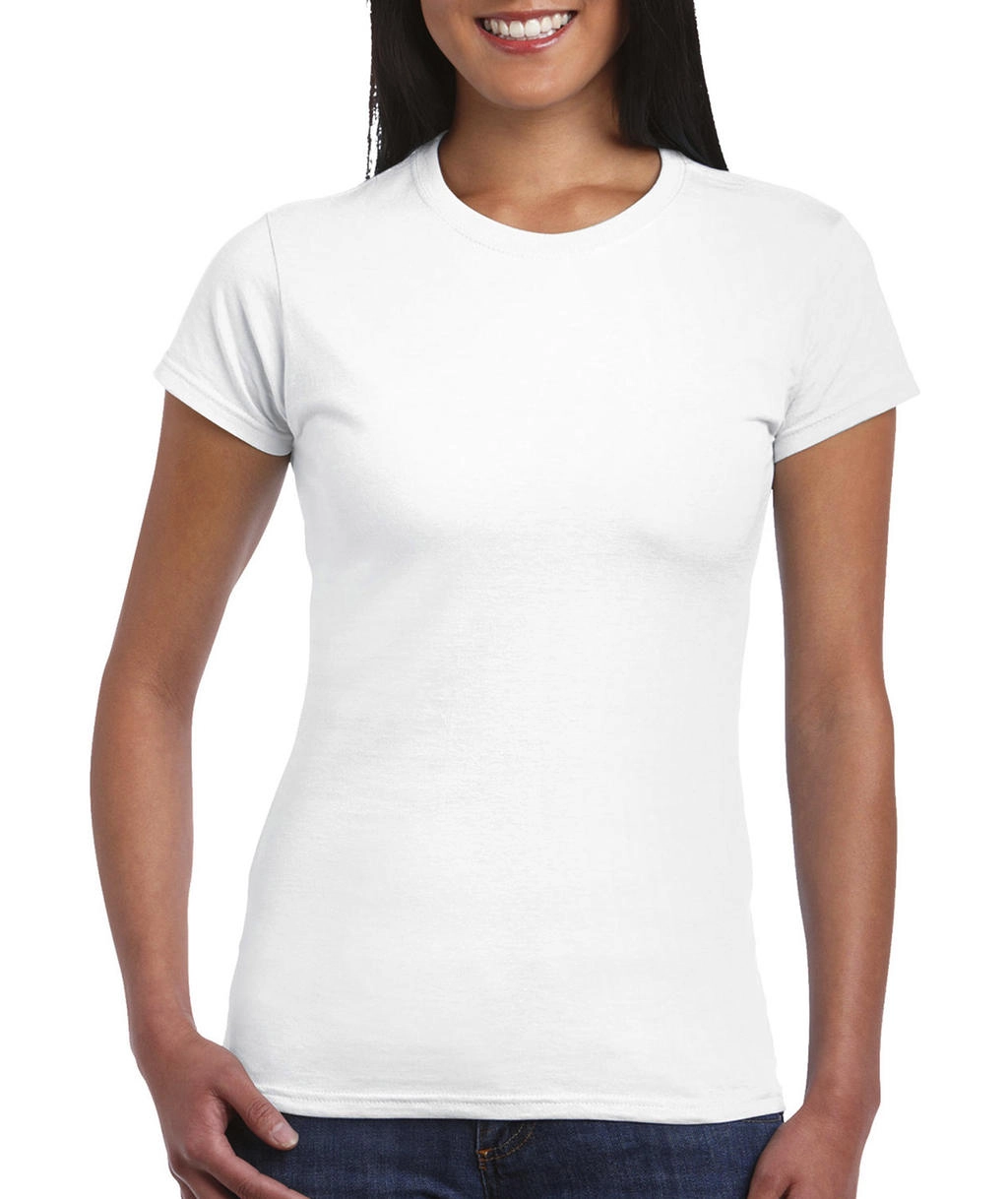 Softstyle® Ladies` T-Shirt zum Besticken und Bedrucken in der Farbe White mit Ihren Logo, Schriftzug oder Motiv.