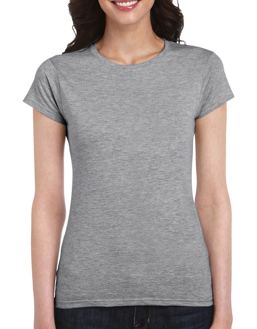 Softstyle® Ladies` T-Shirt zum Besticken und Bedrucken in der Farbe Sport Grey mit Ihren Logo, Schriftzug oder Motiv.