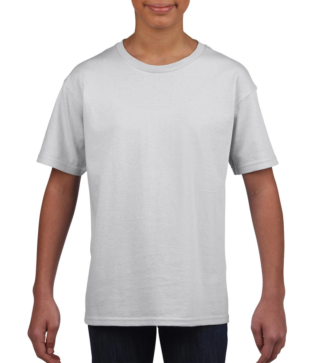 Softstyle® Youth T-Shirt zum Besticken und Bedrucken in der Farbe White mit Ihren Logo, Schriftzug oder Motiv.