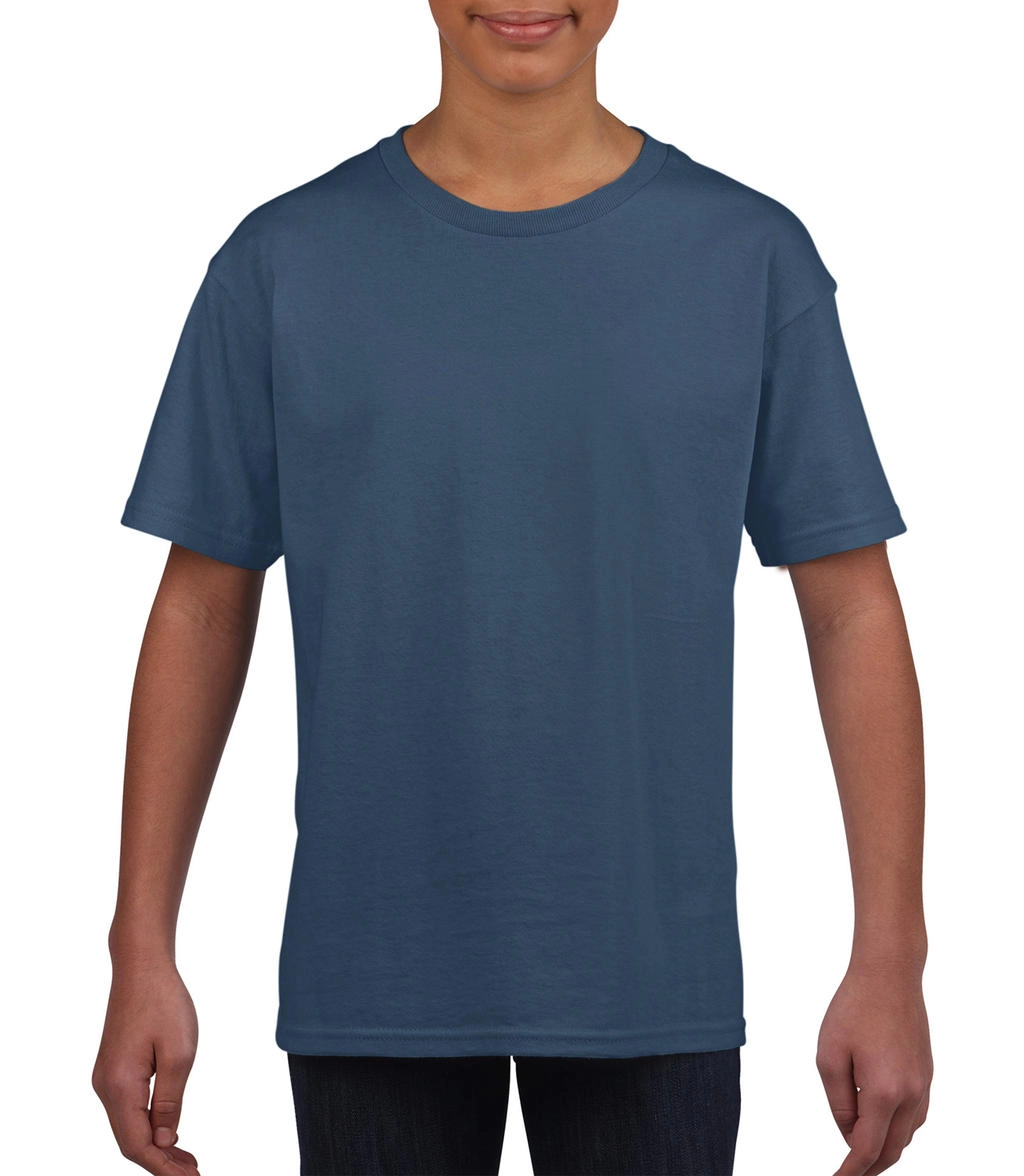 Softstyle® Youth T-Shirt zum Besticken und Bedrucken in der Farbe Indigo Blue mit Ihren Logo, Schriftzug oder Motiv.