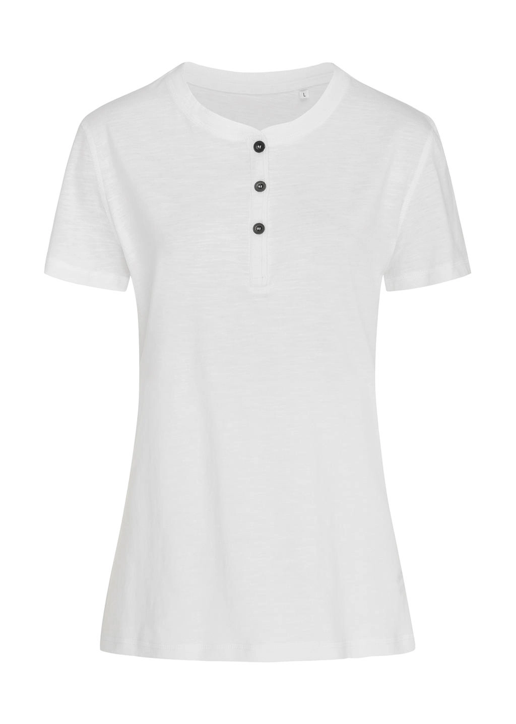 Sharon Henley T-Shirt zum Besticken und Bedrucken in der Farbe White mit Ihren Logo, Schriftzug oder Motiv.