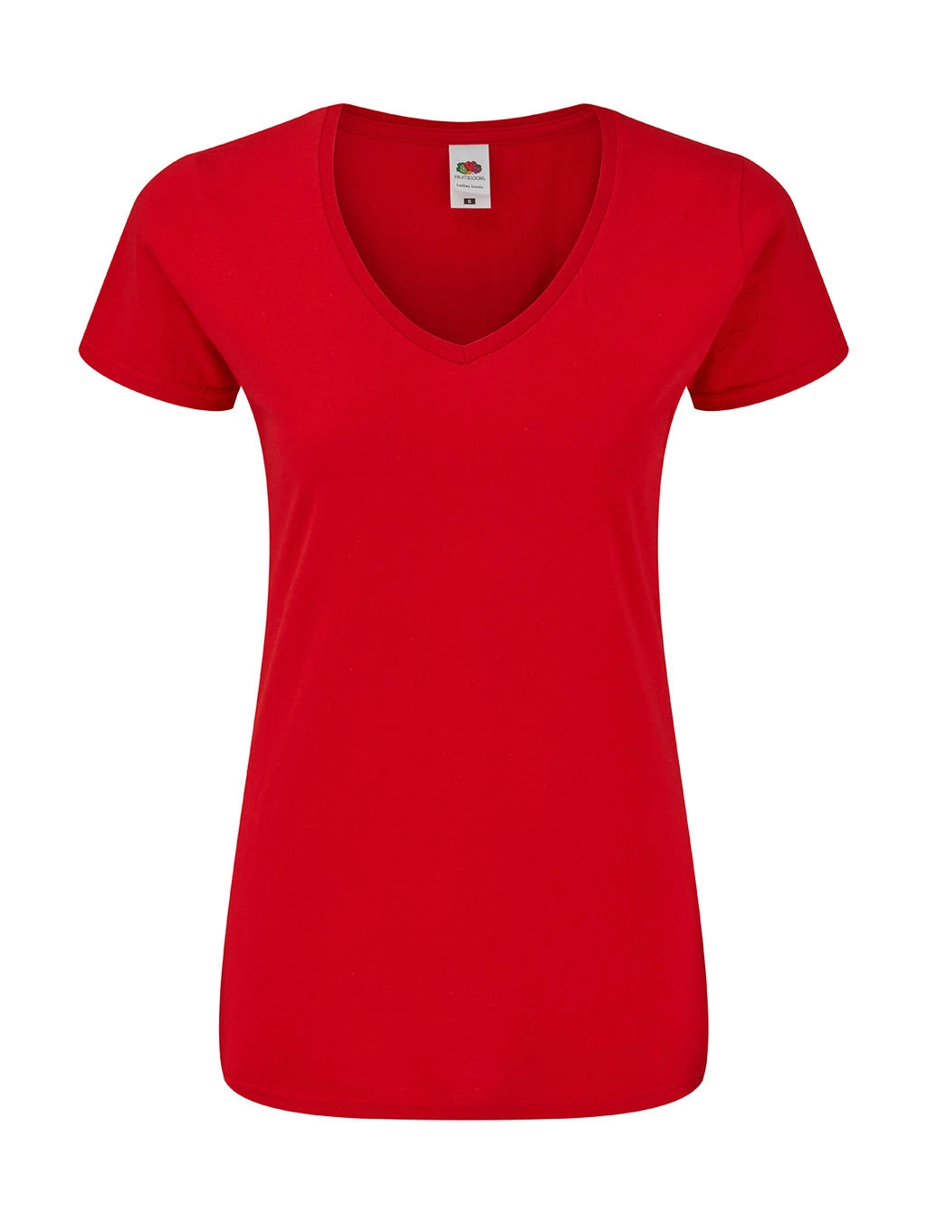 Ladies` Iconic 150 V Neck T zum Besticken und Bedrucken in der Farbe Red mit Ihren Logo, Schriftzug oder Motiv.
