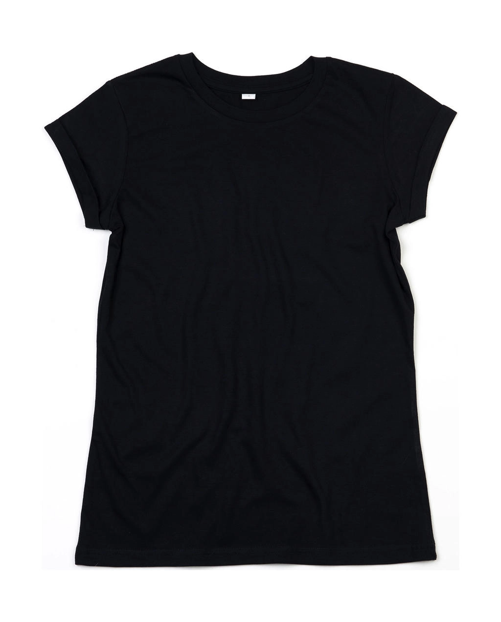 Women`s Organic Roll Sleeve T zum Besticken und Bedrucken in der Farbe Black mit Ihren Logo, Schriftzug oder Motiv.