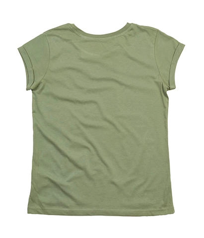 Women`s Organic Roll Sleeve T zum Besticken und Bedrucken in der Farbe Soft Olive mit Ihren Logo, Schriftzug oder Motiv.