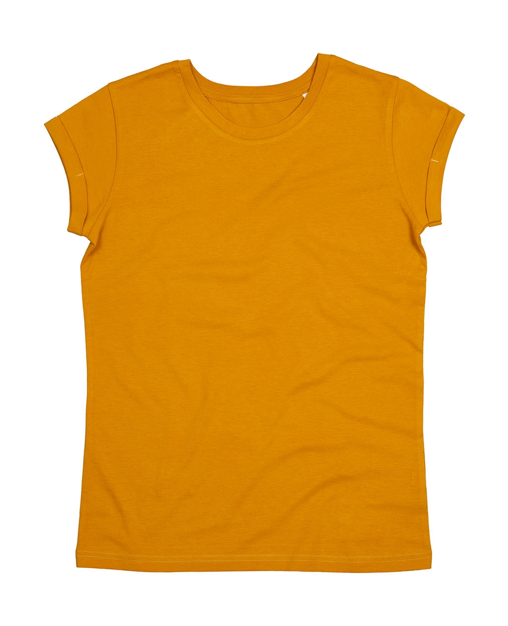 Women`s Organic Roll Sleeve T zum Besticken und Bedrucken in der Farbe Mustard mit Ihren Logo, Schriftzug oder Motiv.