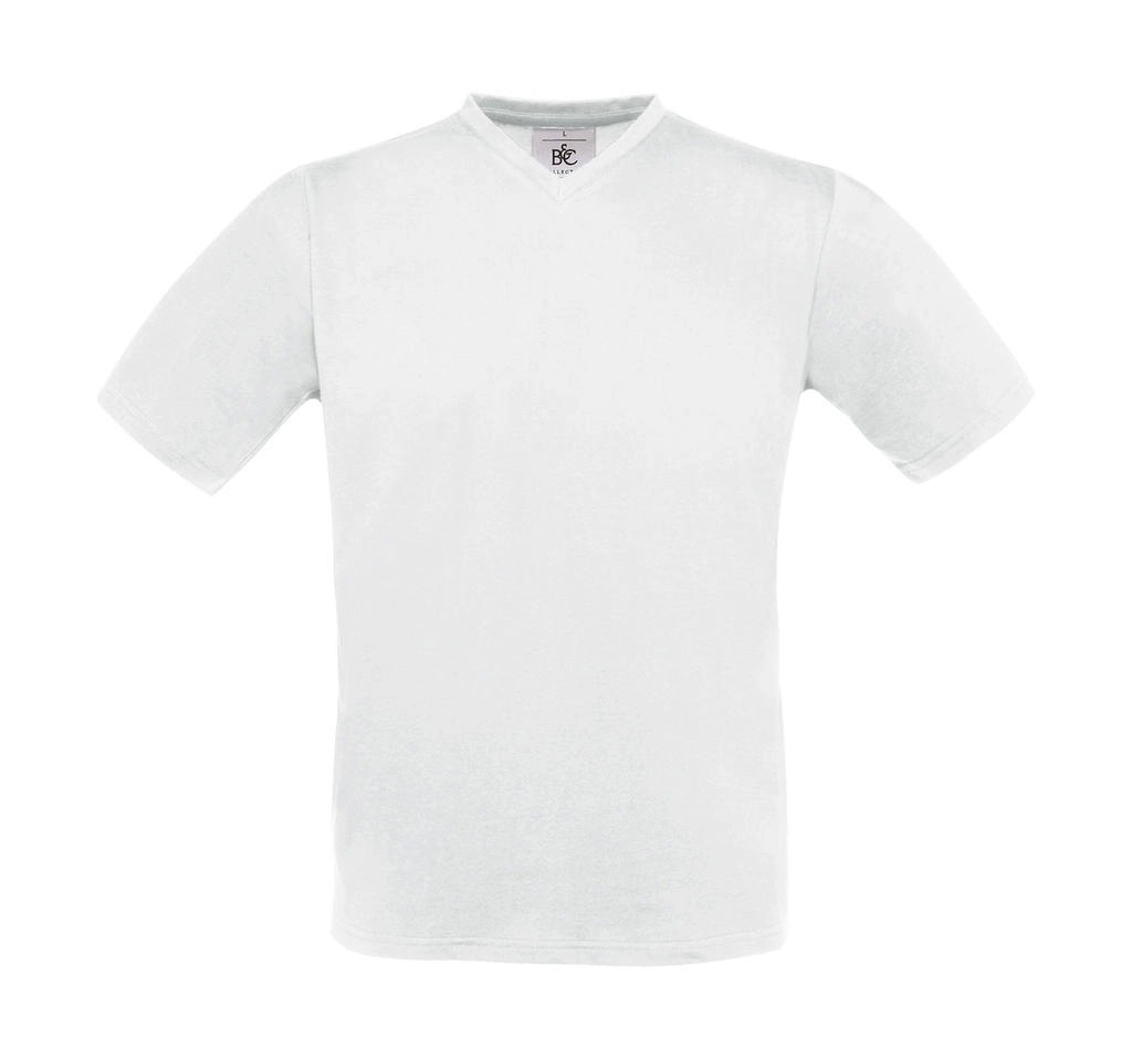 Exact V-neck T-Shirt zum Besticken und Bedrucken in der Farbe White mit Ihren Logo, Schriftzug oder Motiv.