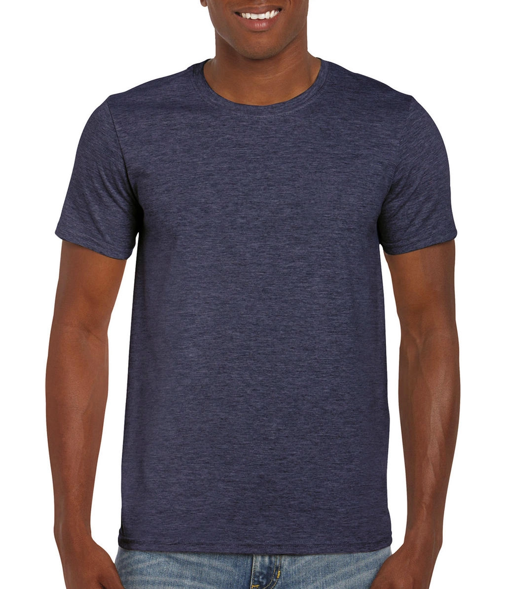 Softstyle® Ring Spun T-Shirt zum Besticken und Bedrucken in der Farbe Heather Navy mit Ihren Logo, Schriftzug oder Motiv.
