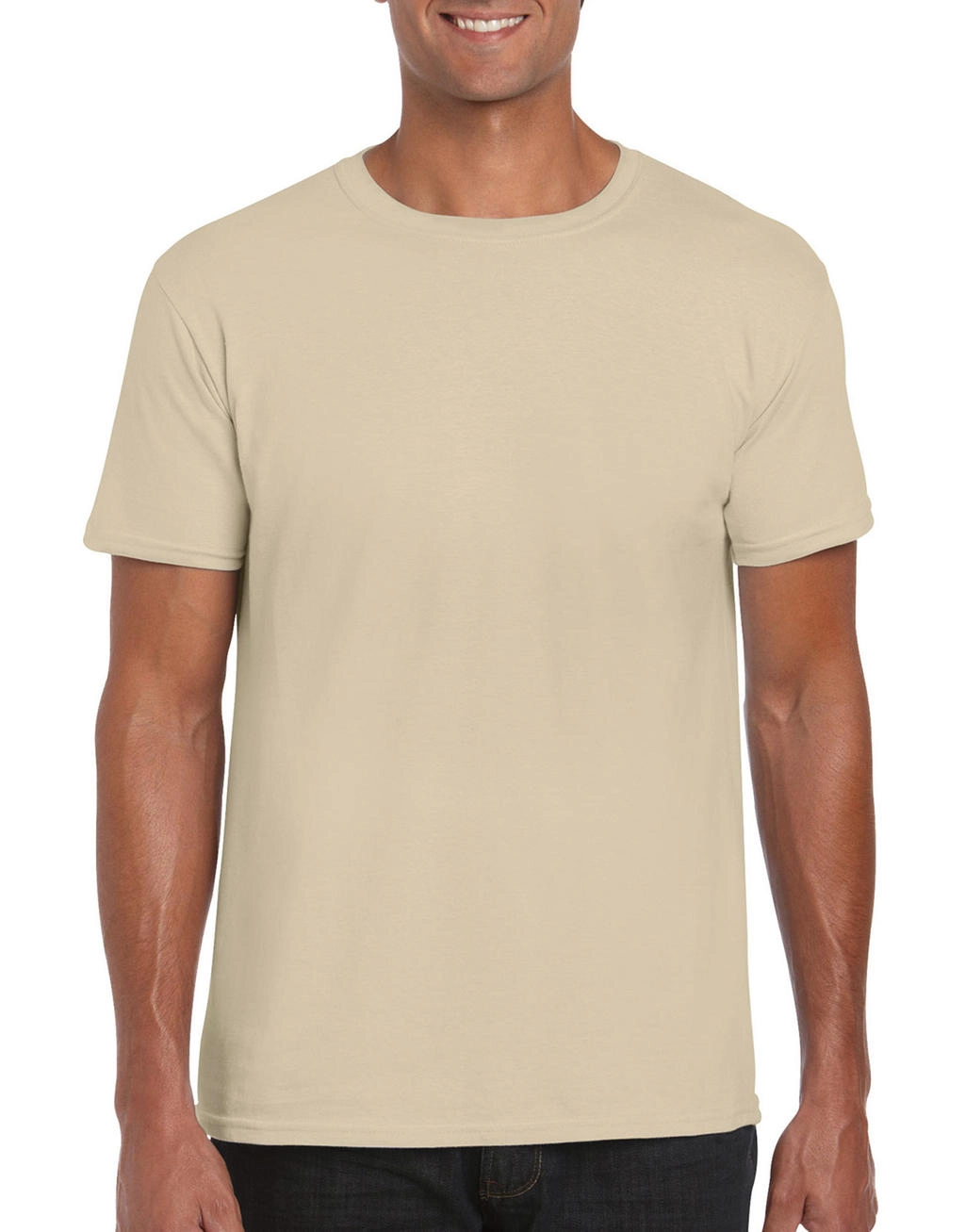 Softstyle® Ring Spun T-Shirt zum Besticken und Bedrucken in der Farbe Sand mit Ihren Logo, Schriftzug oder Motiv.