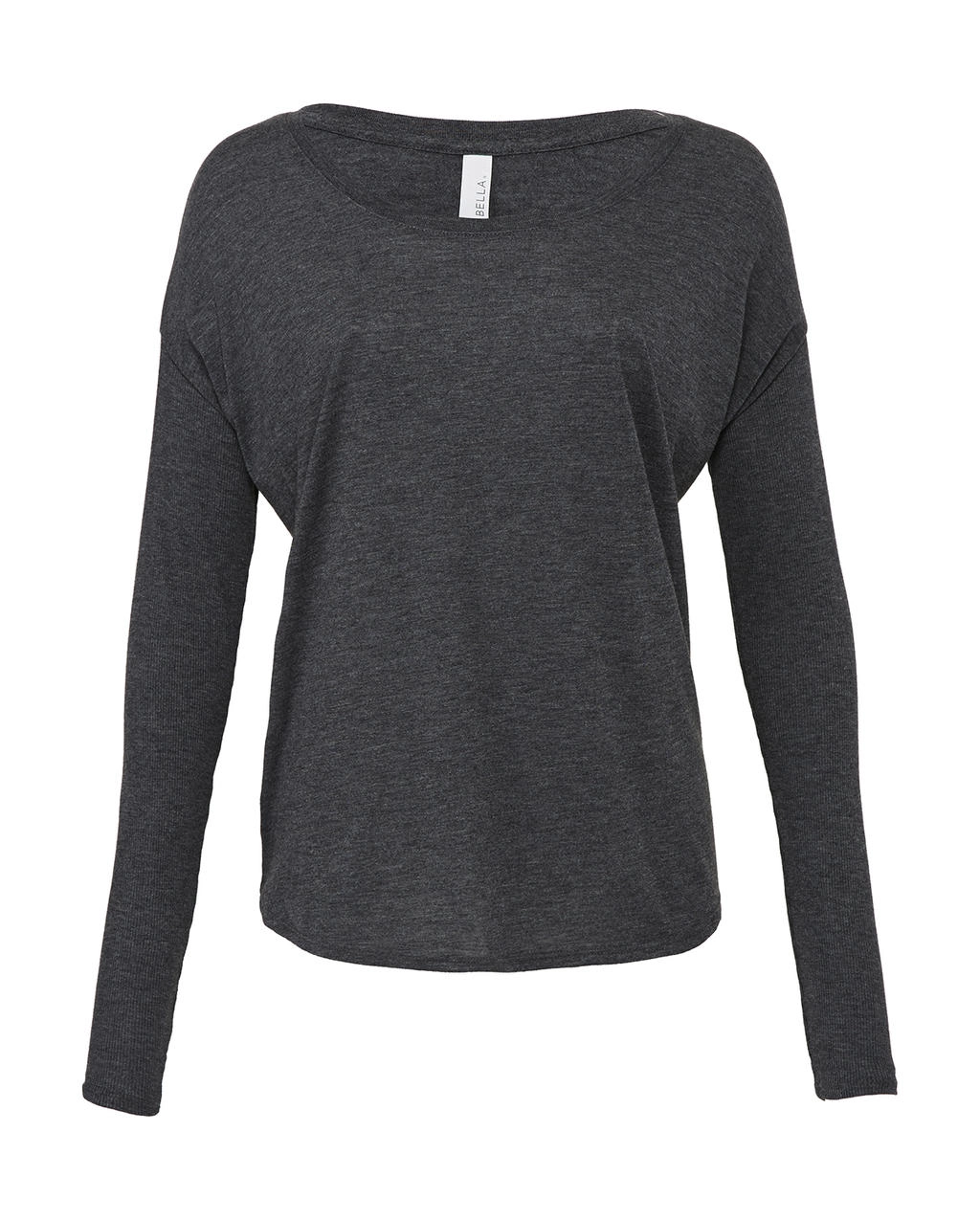 Flowy T-Shirt with 2x1 Sleeves zum Besticken und Bedrucken in der Farbe Dark Grey Heather mit Ihren Logo, Schriftzug oder Motiv.