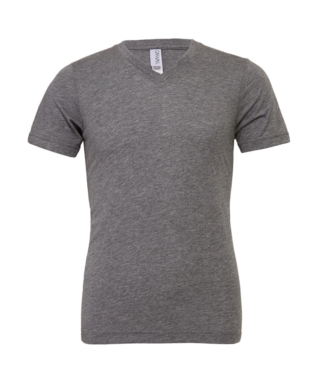 Unisex Triblend V-Neck T-Shirt zum Besticken und Bedrucken in der Farbe Grey Triblend mit Ihren Logo, Schriftzug oder Motiv.