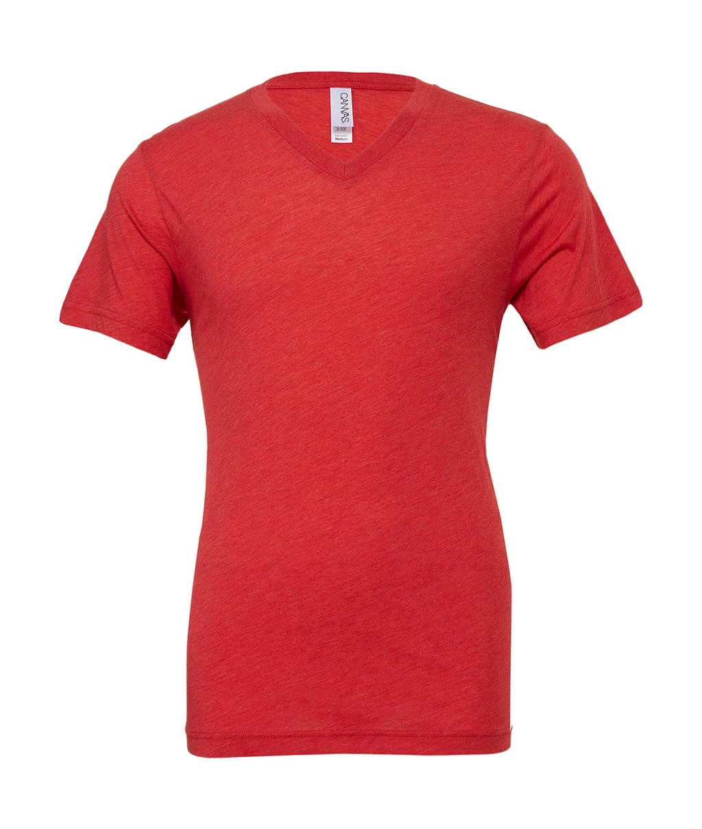 Unisex Triblend V-Neck T-Shirt zum Besticken und Bedrucken in der Farbe Red Triblend mit Ihren Logo, Schriftzug oder Motiv.