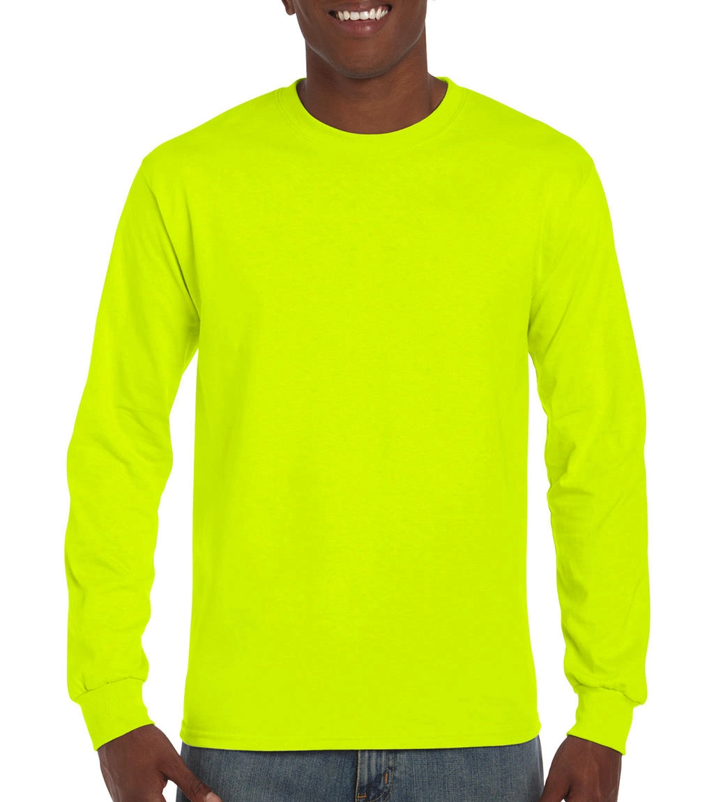 Ultra Cotton Adult T-Shirt LS zum Besticken und Bedrucken in der Farbe Safety Green mit Ihren Logo, Schriftzug oder Motiv.