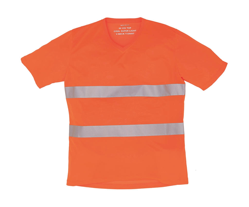 Fluo Super Light V-Neck T-Shirt zum Besticken und Bedrucken in der Farbe Fluo Orange mit Ihren Logo, Schriftzug oder Motiv.