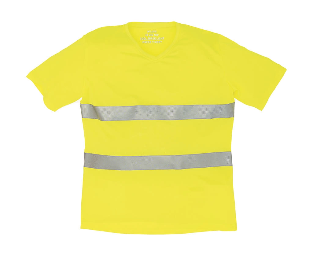 Fluo Super Light V-Neck T-Shirt zum Besticken und Bedrucken in der Farbe Fluo Yellow mit Ihren Logo, Schriftzug oder Motiv.
