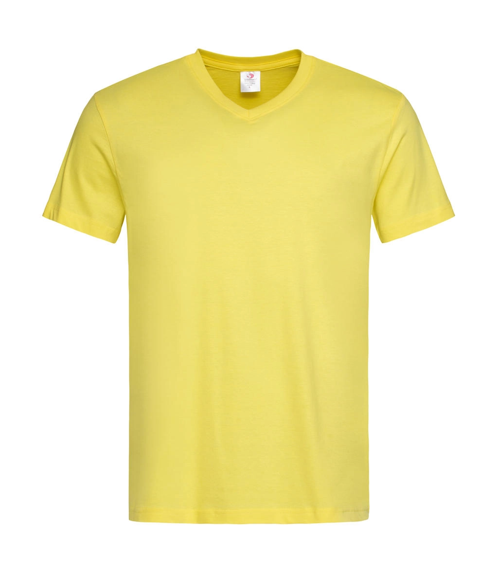 Classic-T V-Neck zum Besticken und Bedrucken in der Farbe Yellow mit Ihren Logo, Schriftzug oder Motiv.