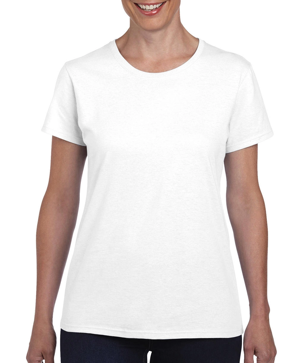 Ladies` Heavy Cotton T-Shirt zum Besticken und Bedrucken in der Farbe White mit Ihren Logo, Schriftzug oder Motiv.