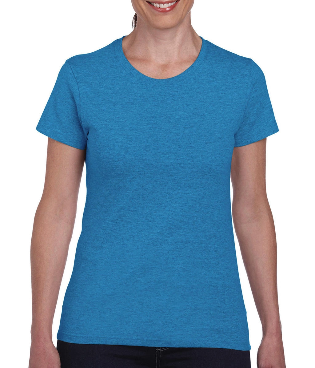 Ladies` Heavy Cotton T-Shirt zum Besticken und Bedrucken in der Farbe Heather Sapphire mit Ihren Logo, Schriftzug oder Motiv.