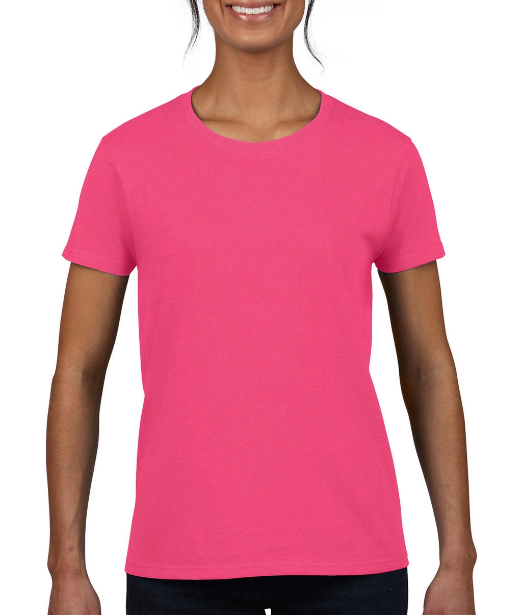 Ladies` Heavy Cotton T-Shirt zum Besticken und Bedrucken in der Farbe Safety Pink mit Ihren Logo, Schriftzug oder Motiv.